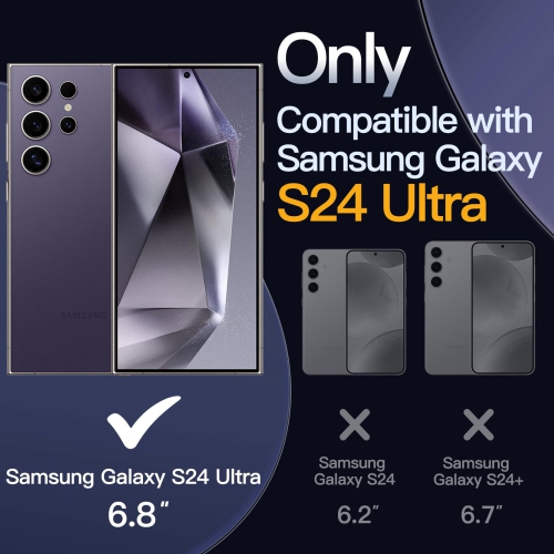 Samsung Galaxy S24 Ultra 5G, Non-Yellowing Shockproof Bumper Protective Phone Cover, Anti-Scratch Hard PC Back