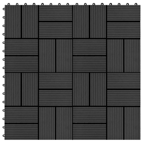 VIDAXL  11 PCs Decking Tiles Wpc 30X30 Cm 1 Sqm Black