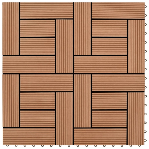 VIDAXL Brown 11 PCs 30 X 30 Cm Decking Tiles Wpc 1 Sqm