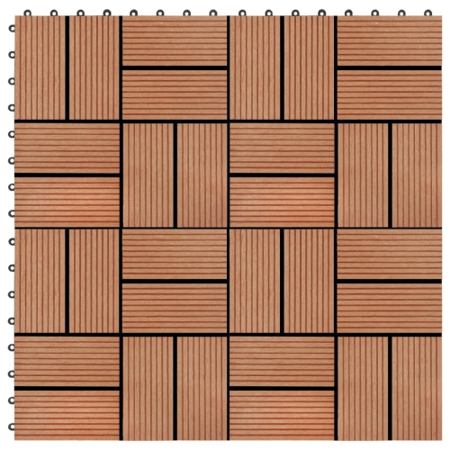 VIDAXL  11 PCs Decking Tiles Wpc 30X30 Cm 1 Sqm Teak Colour