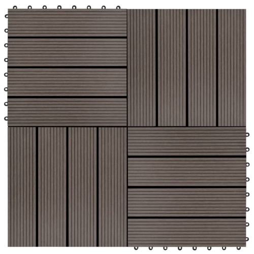 VIDAXL  11 PCs Decking Tiles Wpc 30X30 Cm 1 Sqm Dark Brown