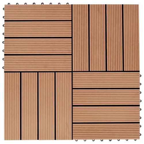 VIDAXL  11 PCs Decking Tiles Wpc 30X30 Cm 1 Sqm Teak Colour