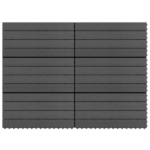 VIDAXL  Decking Tiles 6 PCs Wpc 60X30 Cm 1.08 M² Black