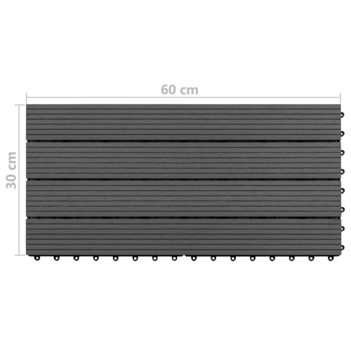 vidaXL Decking Tiles 6 pcs WPC 60x30 cm 1.08 m² Black
