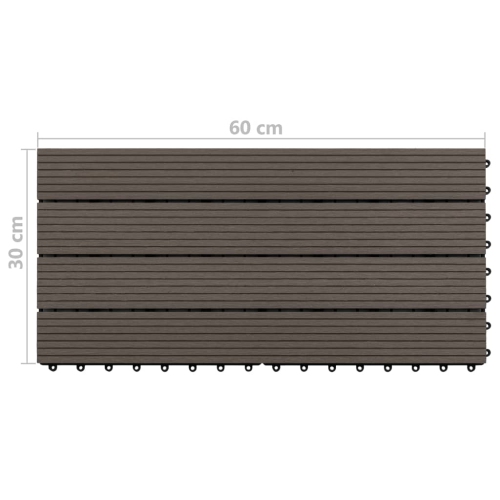 vidaXL Decking Tiles 6 pcs WPC 60x30 cm 1.08 m² Dark Brown