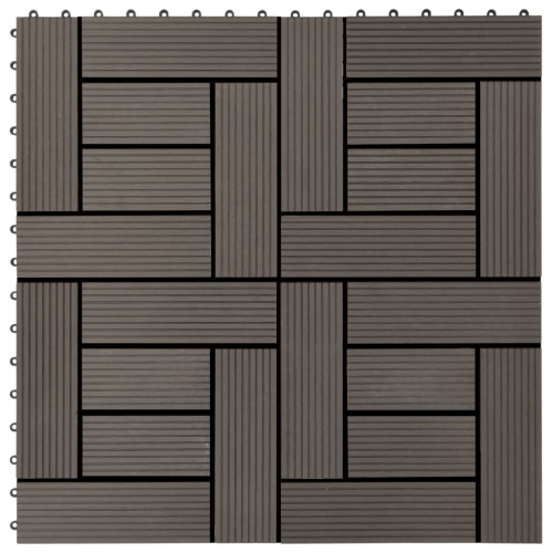 VIDAXL  11 PCs Decking Tiles Wpc 30X30 Cm 1 Sqm Dark Brown