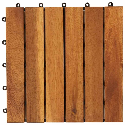 vidaXL 10 pcs Decking Tiles, 11.8"x11.8", Solid Acacia Wood, Weather Resistant, Varnished Finish