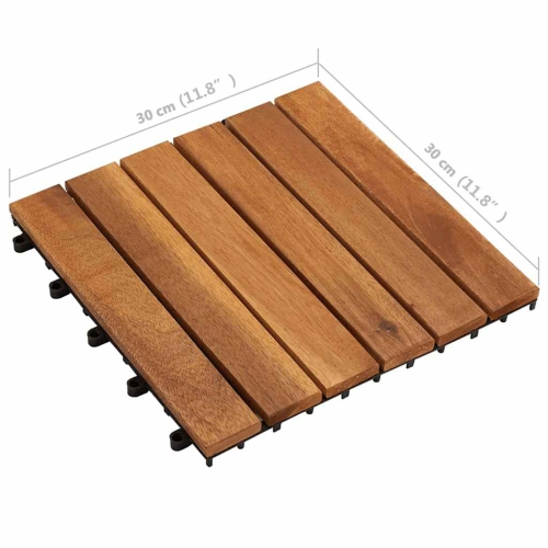 vidaXL 10 pcs Decking Tiles, 11.8"x11.8", Solid Acacia Wood, Weather Resistant, Varnished Finish