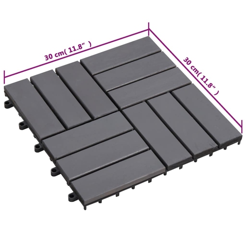vidaXL 10 pcs Decking Tiles, 11.8"x11.8", Solid Acacia Wood, Weather Resistant and Durable, Gray