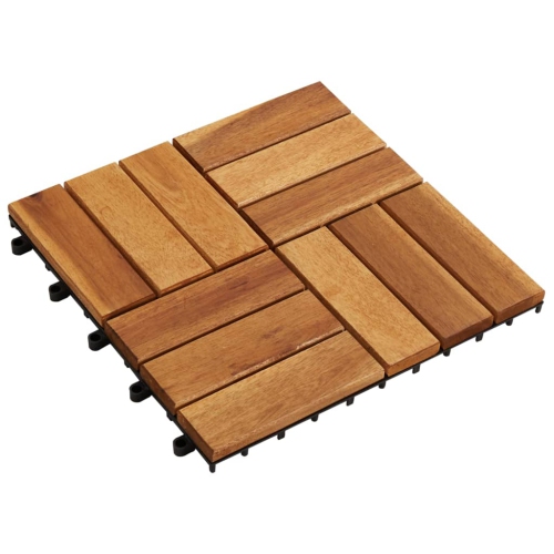 Image 1 de 7.. VidaXL – Ensemble de 10 tuiles de terrasse, 11 x 8&nbsp;po, bois d'acacia massif, résistant aux intempéries, fini verni