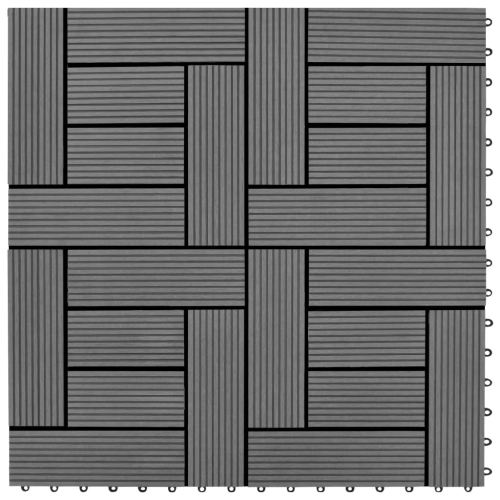 VIDAXL Grey 11 PCs 30 X 30 Cm Decking Tiles Wpc 1 Sqm