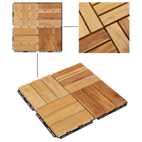 vidaXL Decking Tiles 10 pcs 30x30 cm Solid Wood Teak