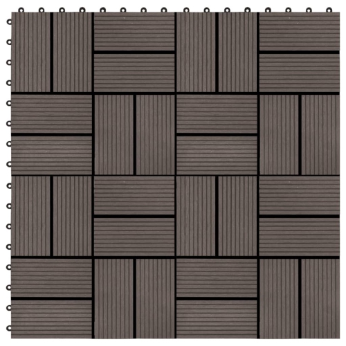 VIDAXL  11 PCs Decking Tiles Wpc 30X30 Cm 1 Sqm Dark Brown