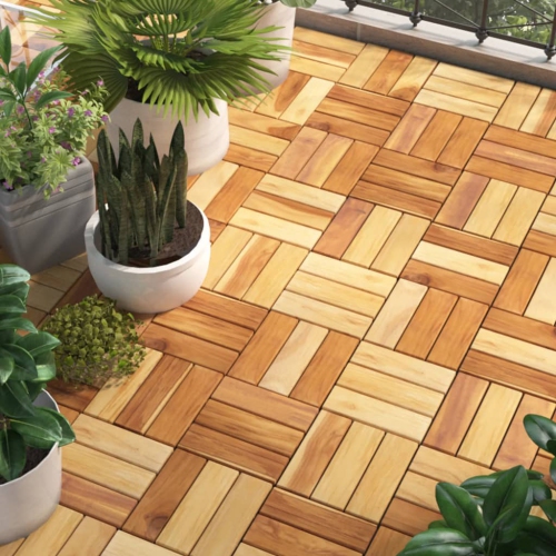 VIDAXL  Decking Tiles 30 PCs 30X30 Cm Solid Wood Teak