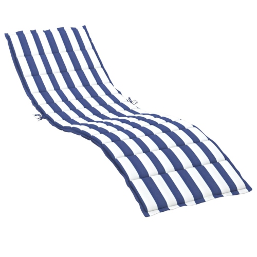 Image 1 of 7.. vidaXL Sun Lounger Cushion Blue&White Stripe Oxford Fabric