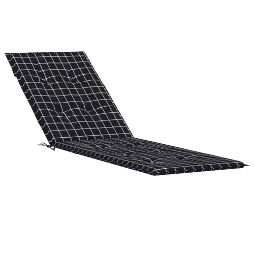 VIDAXL  Deck Chair Cushion Check Pattern Oxford Fabric In Black