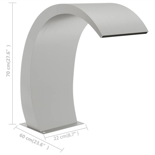 vidaXL Pool Fountain, Stainless Steel 304 Construction, Chlorine-Resistant, 8.7"x23.6"x27.6"