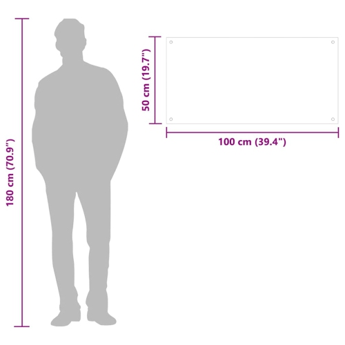 vidaXL Kitchen Backsplash Black 100 x 50 cm Tempered Glass