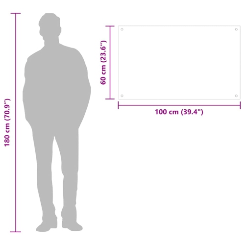 vidaXL Kitchen Backsplash Black 100 x 60 cm Tempered Glass