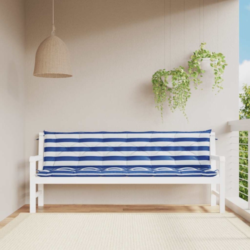 vidaXL Indoor/Outdoor Bench Cushions 2 pcs, Water-Repellent, Blue&White Stripe 78.7"x19.7"x2.8"