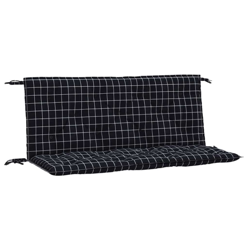 Garden Bench Cushions 2pcs Black Check Pattern 120x50x7cm Fabric