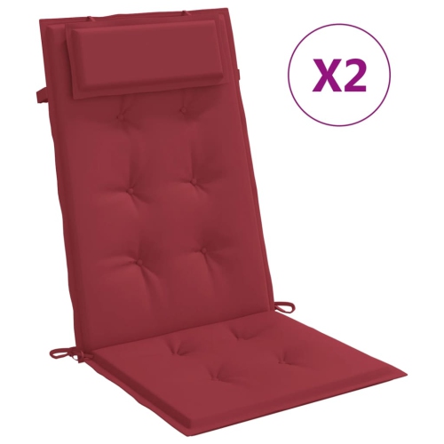 VIDAXL  Highback Chair Cushions 2 PCs Wine Red Oxford Fabric