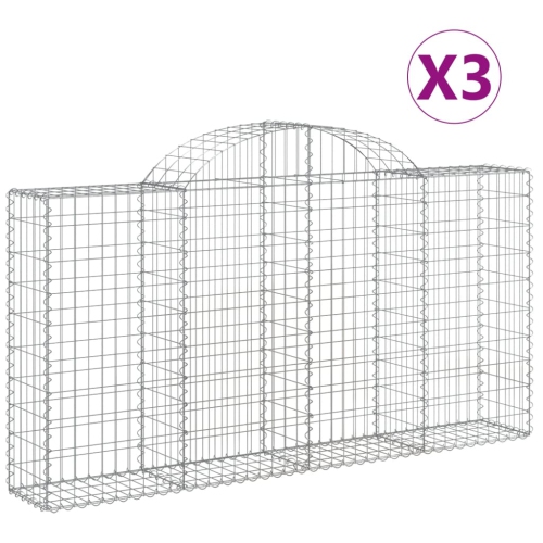 Image 1 de 4.. Paniers de gabion archés vidaXL 3 pièces 200x30x100/120&nbsp;cm en fer galvanisé