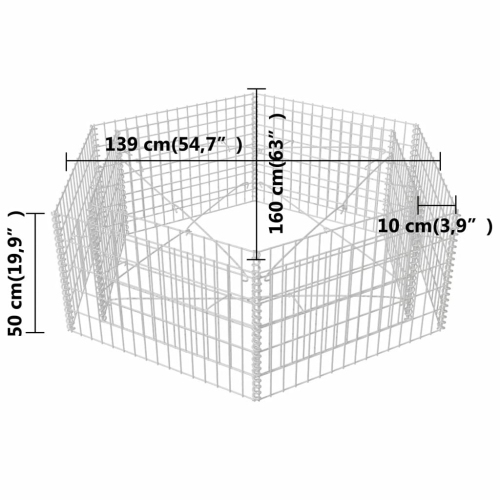 vidaXL Hexagonal Gabion Raised Bed 63"x55.1"x19.7"