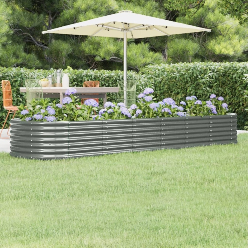 vidaXL Garden Raised Bed Galvanised Steel 296x80x36 cm Grey