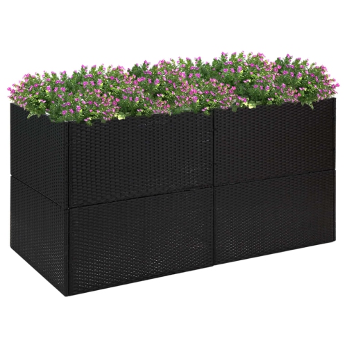 VIDAXL  Garden Planter Black 157X80X80 Cm Poly Rattan