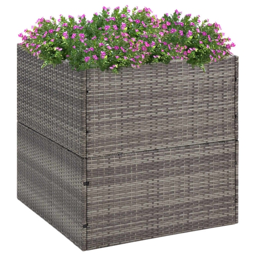 VIDAXL  Garden Planter Grey 80X80X80 Cm Poly Rattan