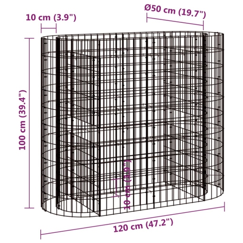 vidaXL Gabion Raised Bed Galvanised Iron 120x50x100 cm