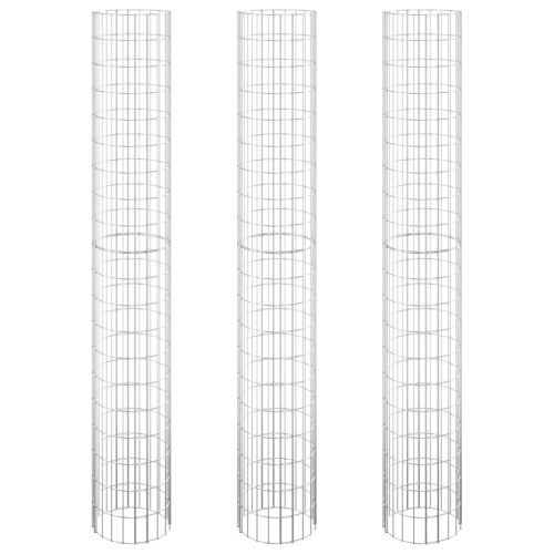 Image 1 of 5.. vidaXL Circular Gabion Raised Beds 3 pcs Galvanised Steel Ø30x200 cm
