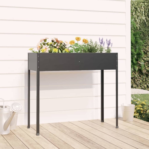 VIDAXL  Garden Planter Anthracite 100.5X40.5X90 Cm Galvanised Steel