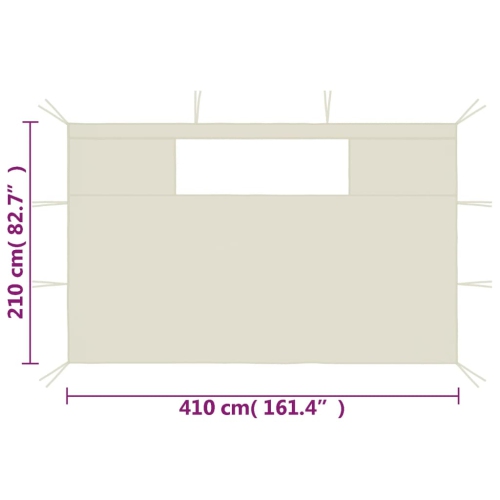 vidaXL Gazebo Sidewalls with Windows 2 pcs Cream