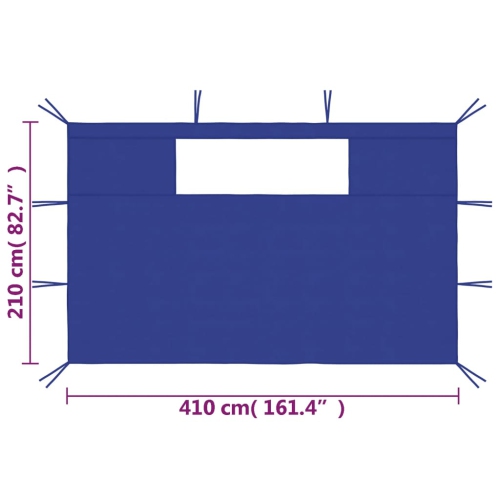 vidaXL Gazebo Sidewalls with Windows 2 pcs Blue