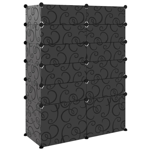 vidaXL Shoe Rack Black 94x37x125 cm PP