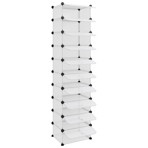 vidaXL Shoe Rack Transparent 44x32x174 cm PP