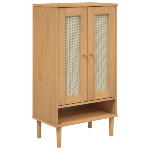 Armoire à chaussures NAJA ROTIN Look Brown 59,5 x 35 x 35 po x 107&nbsp;cm en bois massif