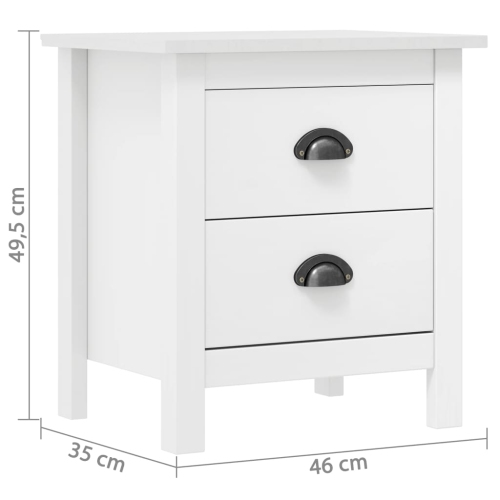 vidaXL Bedside Cabinet Hill 2 pcs White 46x35x49.5 cm Solid Pine Wood