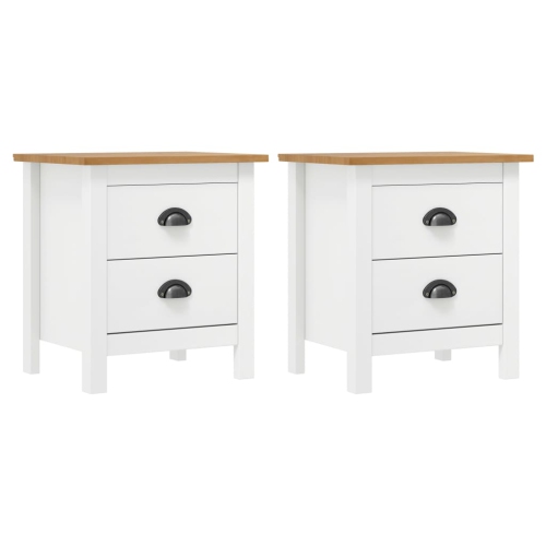 vidaXL Bedside Cabinet Hill 2 pcs White 46x35x49.5 cm Solid Pine Wood