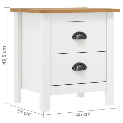 vidaXL Bedside Cabinet Hill 2 pcs White 46x35x49.5 cm Solid Pine Wood