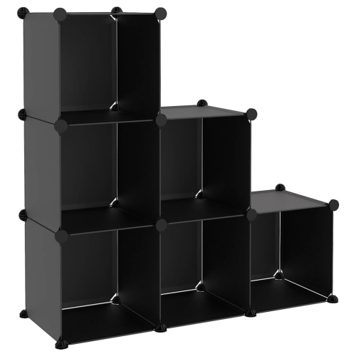 VIDAXL  Storage Cube Organiser With 6 Cubes Black Pp