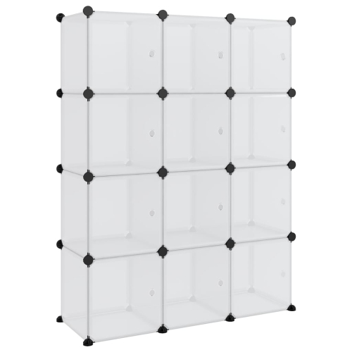 VIDAXL  Storage Cube Organiser With 12 Cubes And Doors Transparent Pp