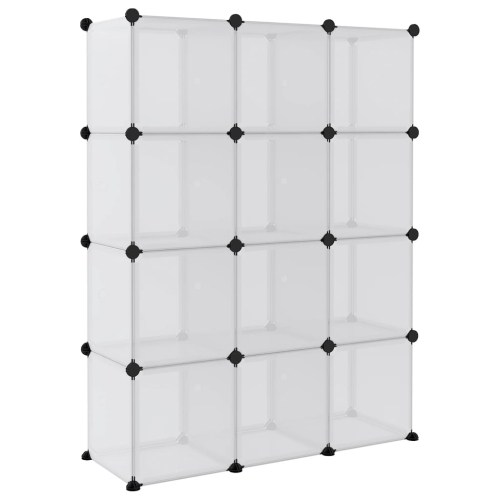 vidaXL Storage Cube Organiser with 12 Cubes and Doors Transparent PP