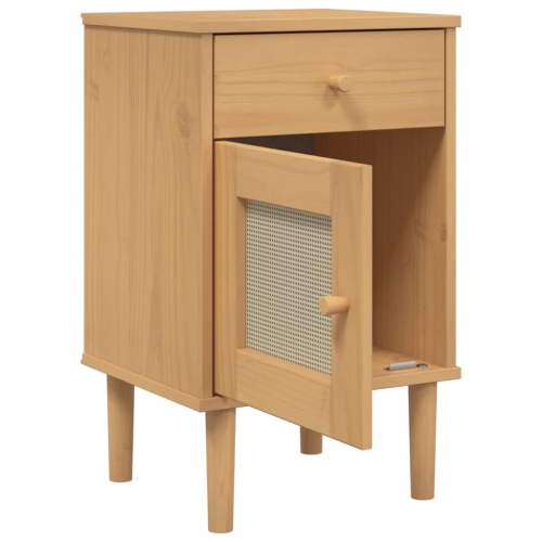 vidaXL Bedside Cabinet SENJA Rattan Look Brown 40x35x65 cm Solid Wood Pine