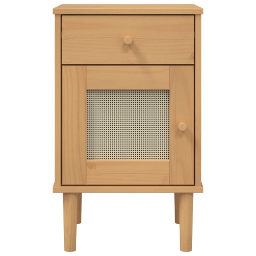 vidaXL Bedside Cabinet SENJA Rattan Look Brown 40x35x65 cm Solid Wood Pine