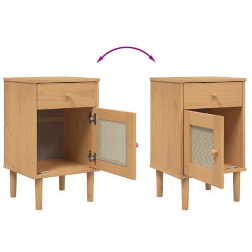 vidaXL Bedside Cabinet SENJA Rattan Look Brown 40x35x65 cm Solid Wood Pine