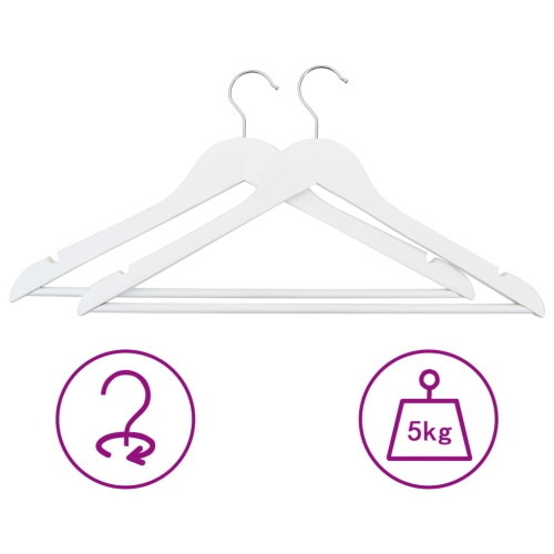 vidaXL 50 pcs Clothes Hanger Set Non-slip White Hardwood