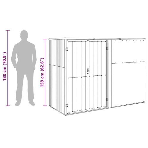 vidaXL Garden Tool Shed Anthracite 225x89x161 cm Galvanised Steel